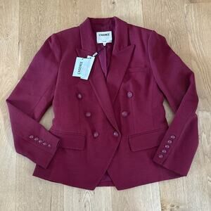 L'Agence Double Breasted Blazer Size 8 Burgundy Red